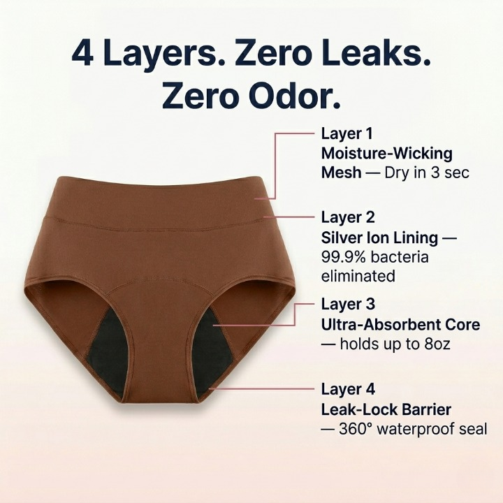 Velura™ Leak-Proof Underwear 4-unit pack — Stay Dry, Odor-Free & Confident All Day | 4-Layer